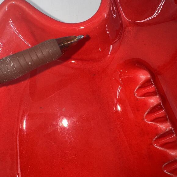 Ashtray Vintage Sequoia Ware 8005 Atomic Red MCM USA Pottery Unique 5-Slot - Picture 11 of 14